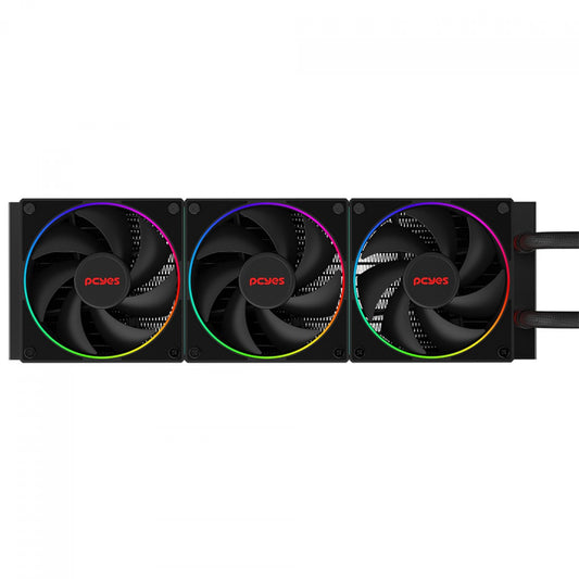 Water Cooler PCYES Vision Black Vulcan, ARGB, 360mm, Intel-AMD, Tela LCD, Preto, VS360BV