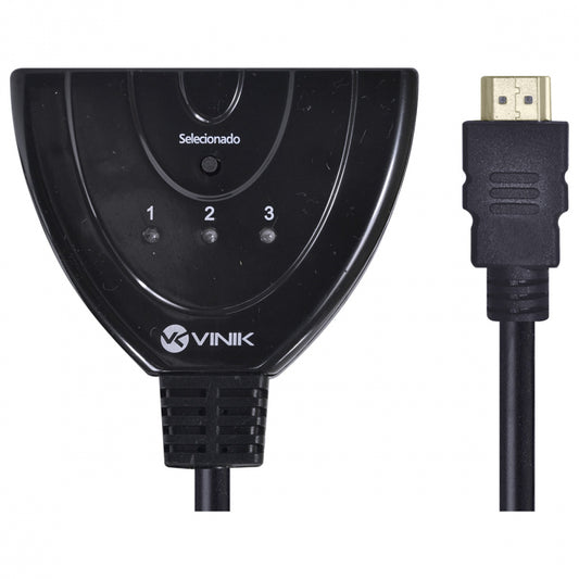 SWITCH HDMI 3 ENTRADAS E 1 SAIDA 1.3V COM SUPORTE 3D E 1080P