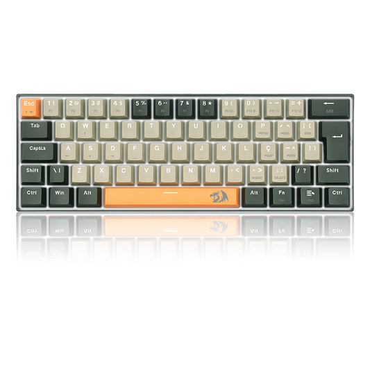 TECLADO GAMER REDRAGON LAKSHMI LARANJA+CINZA+ PRETO COM SWITCH MARROM K606