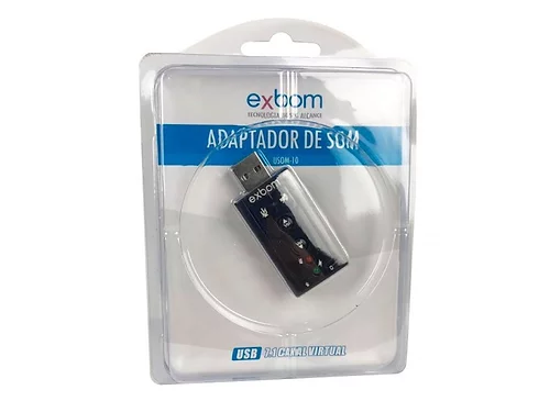 Placa de Som USB, Adaptador Áudio 7.1 Para P2, Pc, Notebook - Exbom USOM-10
