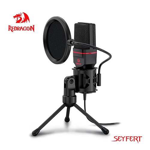 Microfone Gamer Profissional Redragon Seyfert, Conector Padrão P2 Com Tripé e Po
