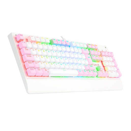 TECLADO MECANICO REDRAGON KALA, RGB, ABNT2, BRANCO E ROSA, K557
