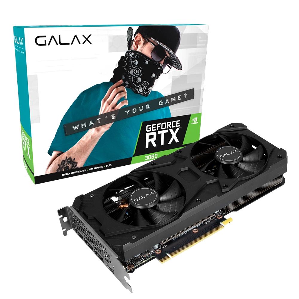 Placa de Video GALAX, GeForce RTX 3060, (1-Click OC), LHR, 12GB, GDDR6